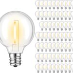 70 Pack G40 LED Replacement Bulbs, Shatterproof 1 Watt E12 LED Bulb for Outdoor Patio Garden Vintage String Lights, 2200K Warm White, Dimmable
