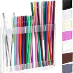 Acrylic Straw Holder for Cabinet Door with Double Sided Adhesive Tape Reusable Straw Organizer Tumbler Storage Kitchen Accessories Container for Counter Cupboard(Classic,Large,Transparent)