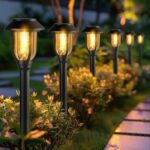 12 Pack Solar Lights Outdoor, Solar Pathway Lights Waterproof Auto On/Off Powered, Warm White Landscape Lighting for Path, Yard, Walkway, Driveway, Garden 3000K