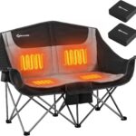 ANTARCTICA GEAR Heated Double Camping Chair, 2-Person Folding Chair with 12V 16000mAh Battery Pack, Heated Portable Loveseat Chair, for Outdoor