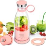 Personal Portable Blender for Smoothies & Juices – USB Rechargeable, 350ml Compact Travel Cup with Stainless Steel Blades – BPA-Free, Easy Clean, Ideal for Gym, Office, Home (Pink)