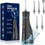 Water Dental Flosser Electric Oral Irrigator 300ML Large Tank 5 Replaceable Jet Tips IPX7 Waterproof Teeth Cleaner Flossing Cleaning Picks for Home and Travel