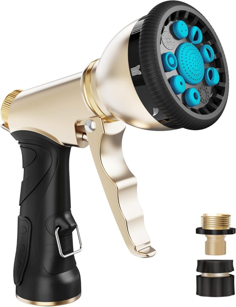 RAINPOINT Garden Hose Nozzle, Hose Sprayer Nozzle, Heavy Duty Metal Hand Sprayer, Watering Plants and Lawn,Blue