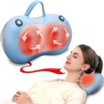 Christmas Gifts for Women Men,White Elephant Gifts,Shiatsu Neck Back Massager for Pain Relief Deep Tissue,Back Massager Deep Tissue Kneading with Heat,3D Electric Pillow(Blue)