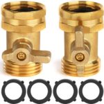 2 Pack Garden Hose Shut Off Valve – Extended Handle – 3/4″ Heavy Duty Solid Brass Hose Connector Water Shut Off Valve Hose Shutoff Valve with 4 Pcs Hose Washers