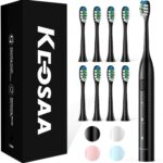 Electric Toothbrush with 8 Brush Heads, Sonic Electric Toothbrush with Fast Charge 4 Hours Last 60 Days, 2-Min & 30s Smart Timer, IPX7 Waterproof (Black)