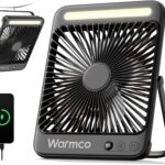 Warmco 20000mAh 8-inch Portable Camping Desk Fan, [15-48H Working Hours] Ultra-thin LED Light Rechargeable Battery Powered Travel Fan for Outdoor, Indoor, Cruise Essentials 2025