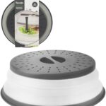 Tovolo Microwave Splatter Cover for Food, Medium (Charcoal) – Collapsible & Vented Silicone Splatter Guard Lid – Microwave Plate & Dish Cover with Handle – BPA-Free Kitchen Gadget for Meal Prep