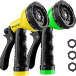 Garden Hose Nozzle Sprayer: 2 Pack 10 Watering Patterns Water Hose Spray Nozzles for Garden Hose Heavy Duty Hose Head Hose Attachment for Garden Hose YellowGreen
