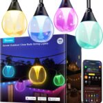 Govee Outdoor Clear Bulb String Lights, 48ft RGBWIC Outdoor Lights with 15 Dimmable Warm White LED Bulbs, 111 Scene Modes for Patio, Backyard, IP67 Waterproof, Works with Alexa, Google & Matter
