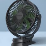 10000 mAh 8.5 Inch Clip-on Fan, Rechargeable Battery Operated Portable Fan with 4 Speeds, Quiet, USB Camping Fan with Hook, for Golf Cart, Treadmill, Lasts 40hrs, Baby Stroller (Black)