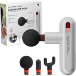 Sharper Image Powerboost Move – Mini Percussion Massage Gun| 4 Attachments, 4 Speeds| Full Body Back & Shoulder Massager| Muscle Recovery & Pain Relief| Deep Tissue Massage Tool| Wellness Gift