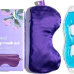 ASUTRA Silk Eye Pillow for Sleep, Purple – Filled w/Lavender Buds & Flax Seeds, Weighted Eye Mask, Meditation & Light Blocking Blindfold, Cooling Gel Mask Included