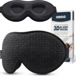 INNELO 3D Contoured Sleep Mask for Side Sleepers, 100% Light Blocking Sleeping Mask for Men & Women, Soft, No Pressure on Eyes, Airplane Blindfold for Travel, Night Eye Cover for Nap, Yoga, Black