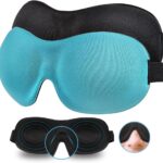 Sleep Mask 2 Pack, Invisible Alar Deep Orbit 3D Eye Mask Ultra Lightweight & Comfortable Sleeping Mask for Side Sleeper, Sleeping Mask & Blindfold Soft Breathable for Women Men Relaxing Zero Pressure
