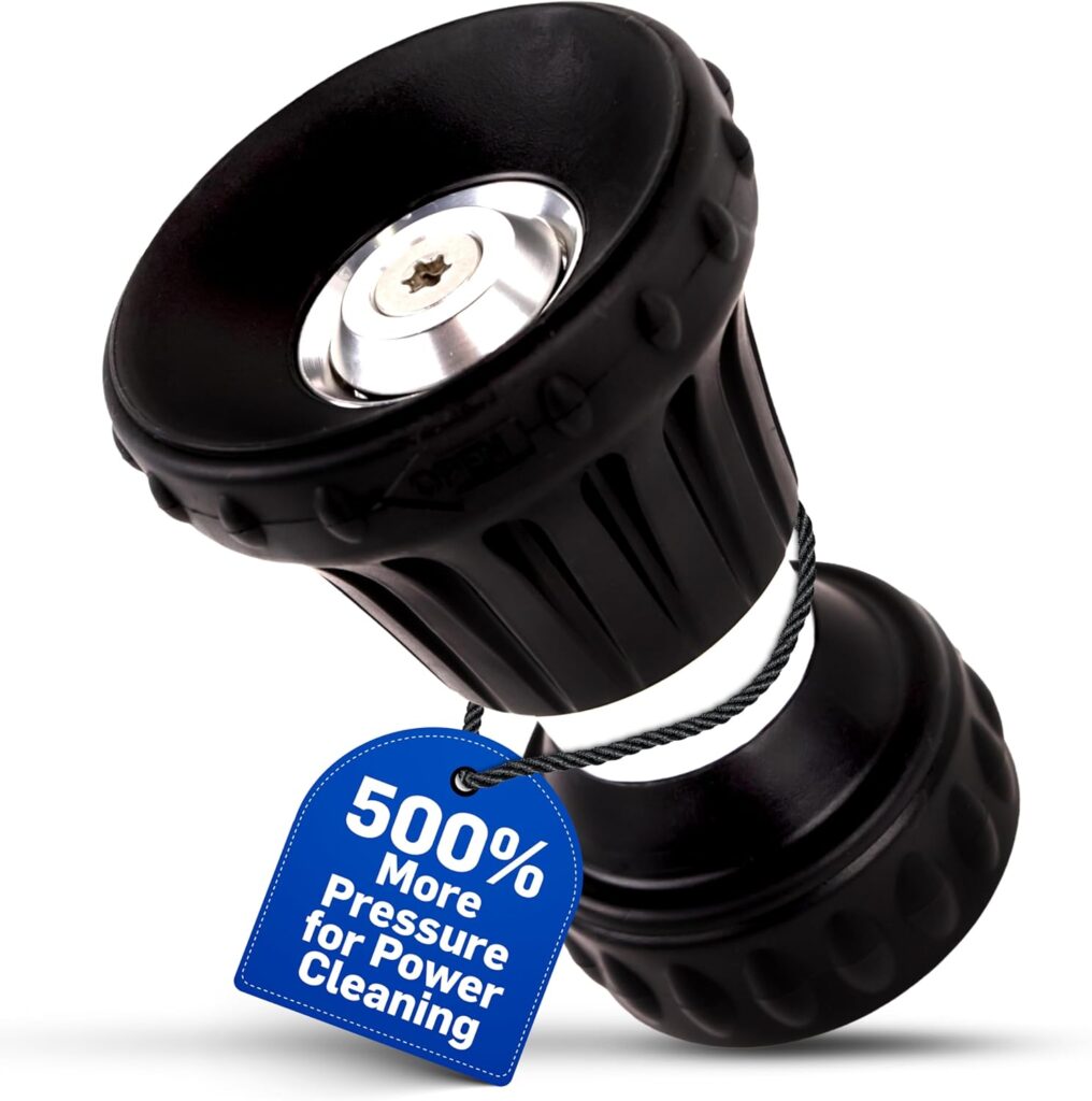 LEMATEC Heavy Duty Adjustable Garden Hose Nozzle – Ultimate 3/4″ Brass Sprayer for Powerful Cleaning & Watering – Professional-Grade Fireman Nozzle (LE-GN8008)