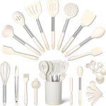 SMIRLY Kitchen Utensils Set, 26PCS Silicone Cooking Utensils Set, Spatula Set with Holder, Stainless Steel Kitchen Gadgets for Home and Kitchen