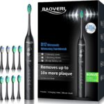 BAOVERI Electric Toothbrush with 6 Dupont Brush Heads, Rechargeable Ultrasonic Electric Toothbrushes, IPX7 Waterproof, 5 Modes, 2 Minutes Smart Timer, 4 Hours Fast Charge for 60 Days