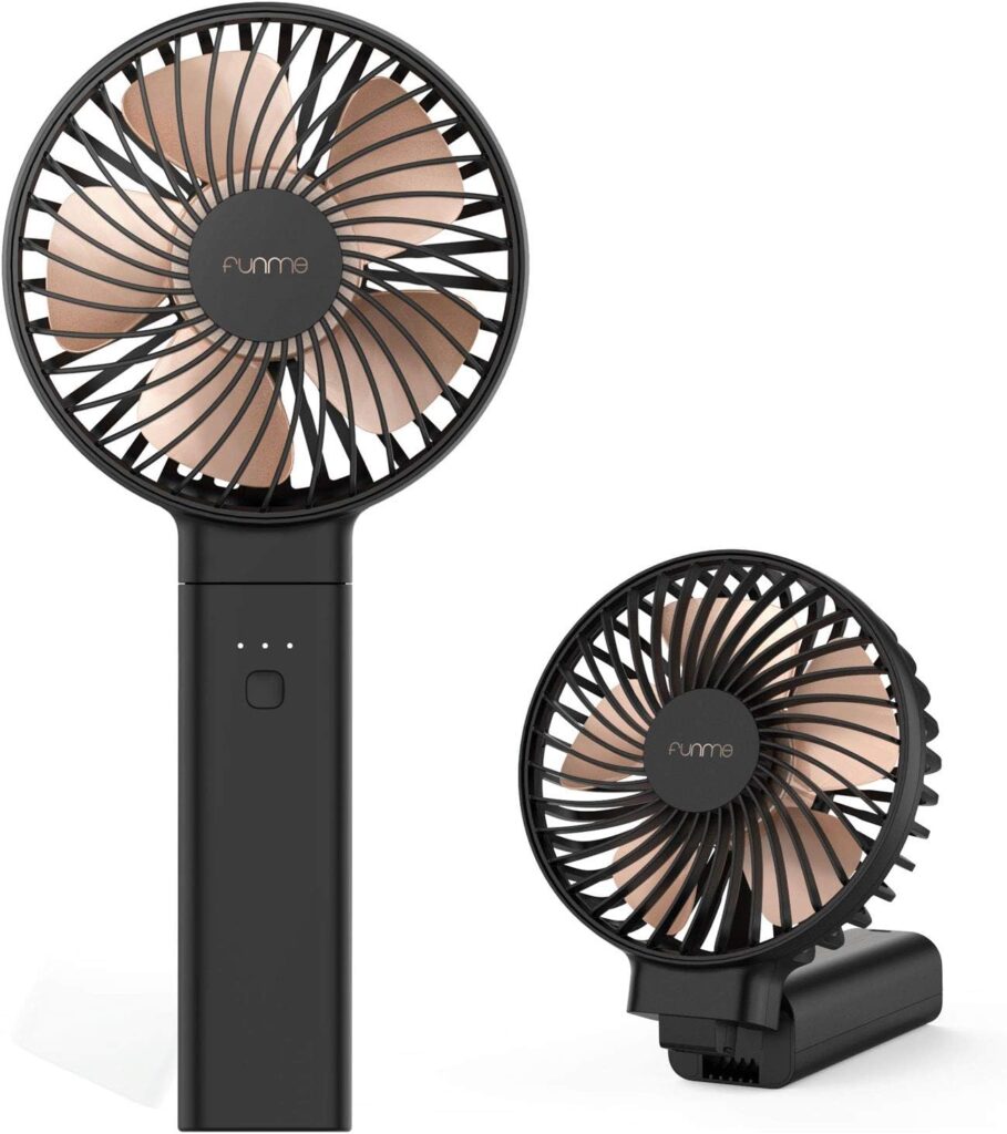 OUTXE Funme Portable Handheld Fan 5000mAh USB Desk Fan Person 4 Speed Settings for Outdoor Travel Black