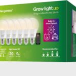 Smart LED Grow Light Bulbs with Remote Controller, Sun Simulation Mode, Built-in Auto Timer, A21/A70 E26/E27 9W Dimmable Full Spectrum Intelligent Plant Grow Bulbs for Indoor Plants, 6 Pack