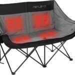 REALEAD Heated Double Camping Chair, 3 Heat Levels and 4 Heating Zones, Portable Heated Loveseat Chair for Outdoor Sports Support 650lbs, Heating Folding Chairs for Outside, Battery NOT Included