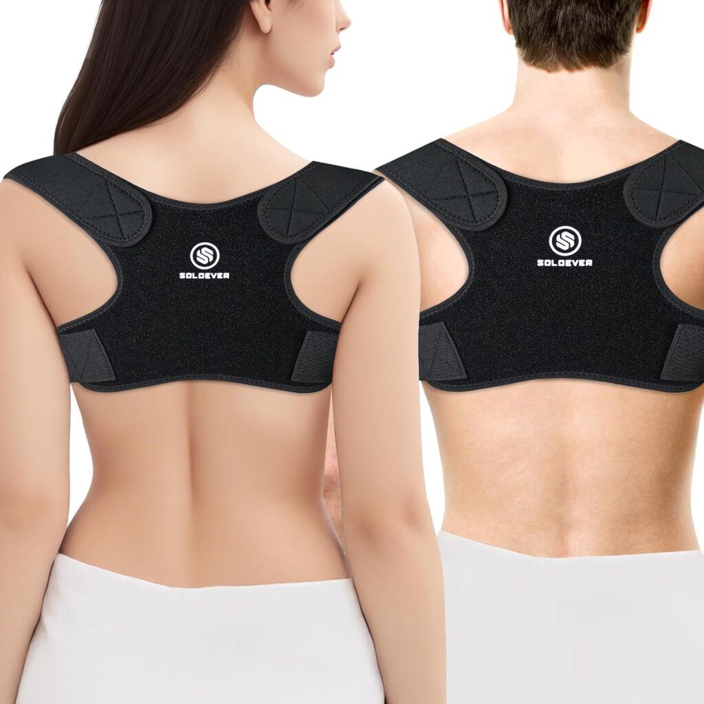 Posture Corrector for Women & Men, Back Straightener Adjustable Straps Compact Back Support for Pain Relief Back Brace for Posture, Clavicle, Neck, Shoulder (Black, One Size)