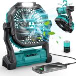 Portable Fan Rechargeable, 20000mAh Cordless Battery Powered Fan with LED Lantern, USB C Battery Operated for Travel Bedroom Home Camping Tent Office Beach Desk Fishing Table
