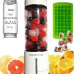 Portable Smoothie blender ROSEVIEW Glass bottle USB rechargeable mini Handheld Ice Shakes Cup 2 speed blend juicer Cordless Personal smoothies maker Fruit mixer (White)