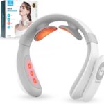 COMFIER Portable Heated Neck Massager, EMS Intelligent Electric Neck Massager with Heat and 3D Electrode Pads for Women Men