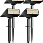 Koicaxy Solar Lights Outdoor Waterproof 4 Pack IP65, 100 LEDs 4 Light Modes, Higher Charging Efficiency, Auto On/Off Solar Landscape Spotlights for Garden Decor Yard Pathway Patio – Warm White