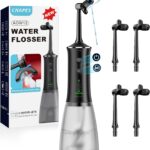 Cordless Water Dental Flosser with 4 U-Shaped Jet – Travel-Friendly, 350ML Larger Tank, 4 Modes & 4 Speeds, 360° Nozzle, Powerful Battery, Cleans Inner/Outer Teeth in One Pass