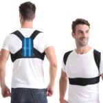 Paskyee Posture Corrector for Women and Men, Adjustable Back Brace for Neck, Shoulder, and Upper Back Pain Relief, Back Straightener for Clavicle Support Black S/M