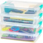 IRIS USA 6 Qt. Plastic Storage Bins Containers with Lids, 4 Pack, Small Sensory Bin, Craft Storage, Craft Organizers & Storage, Organizing Container for Home, Office & Art Supplies, Stackable, Clear