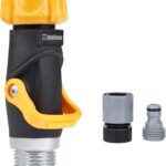 Melnor 65171AMZ Lever Flow Through Valve Connector Bundle, 1 Count (Pack of 1), Yellow, Black, Grey