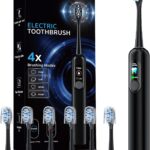 Sonic Electric Toothbrush for Adults with LED Display – 38400 VPM Deep Clean, 6 Brush Heads & 45-Day Battery Life, IPX7 Waterproof, 4 Modes Rechargeable Toothbrush for Home/Travel
