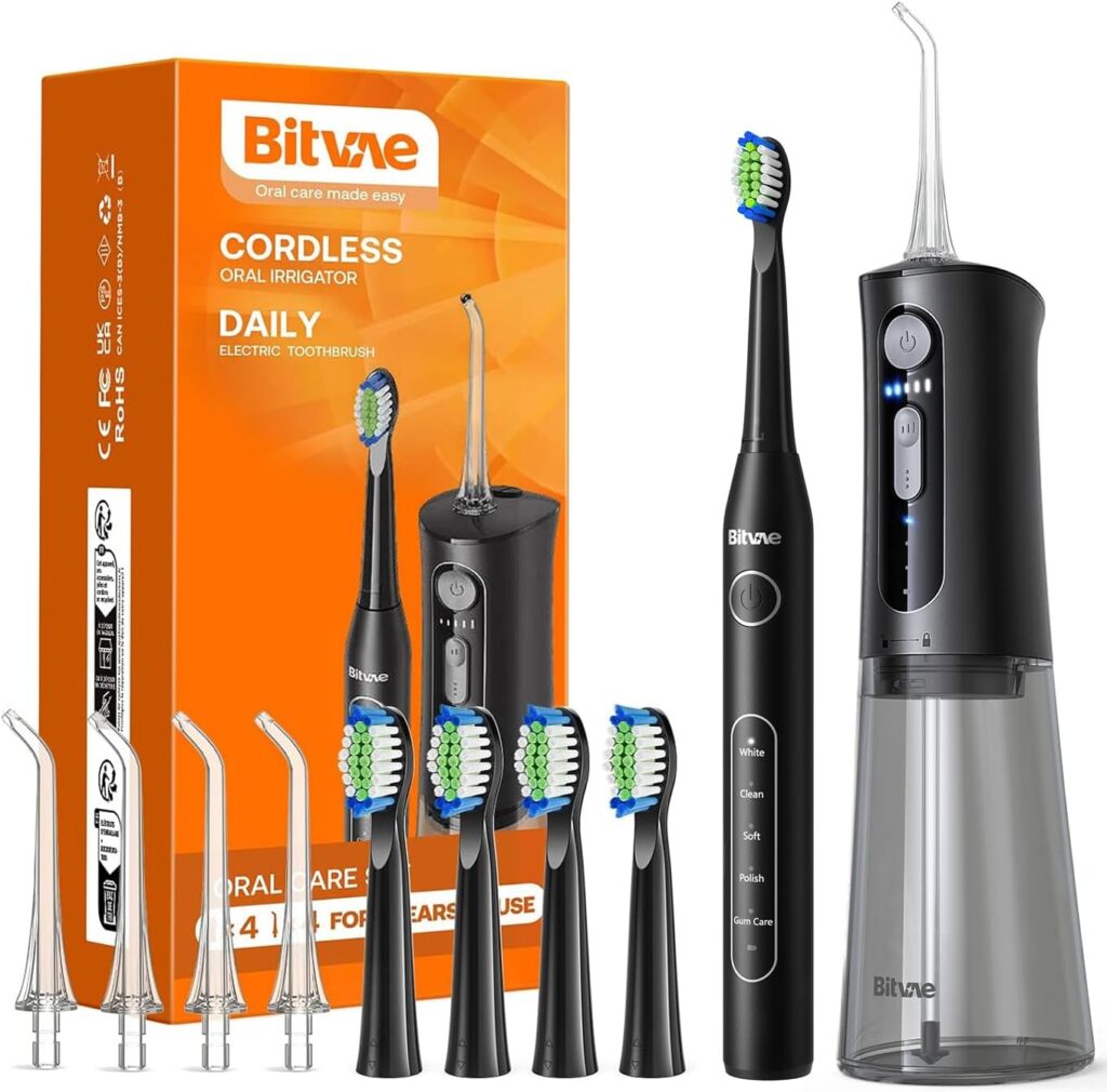 Water Flosser and Electric Toothbrush Combo – Cordless Water Flosser for Teeth – 5 Modes Sonic Electric Toothbrush, 3 Modes Portable Water Floss…