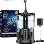 Electric Toothbrush with Water Flosser Combo in One, Professional Flossing Toothbrush for Teeth Cleaning and Flossing, Plaque Removal, Rechargeable, 5 Brush Modes & 3 Flossing Speeds, 500ML