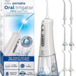 Water Flosser Cordless Pick for Teeth, 4 Modes, Gentle on Gums, Removes Plaque & Food Particles, B. WEISS High-Power, Rechargeable & Waterproof Oral Irrigator; 6 Tips Included, Porcelain White