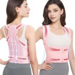 Back Brace Posture Corrector for Women & Men, Adjustable Shoulder Straightener with Full Back Support, Relief for Lower & Upper Back Pain, Hunchback & Scoliosis (Pink, Small)