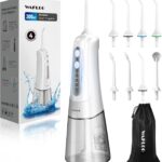Cordless Water Dental Flosser for Teeth, with 8 Jet Tips, 300ML Tank Oral Irrigator Portable with 4 Modes IPX7 Waterproof Rechargeable Water Floss for Home Travel, Adults Teeth Cleaning (White)
