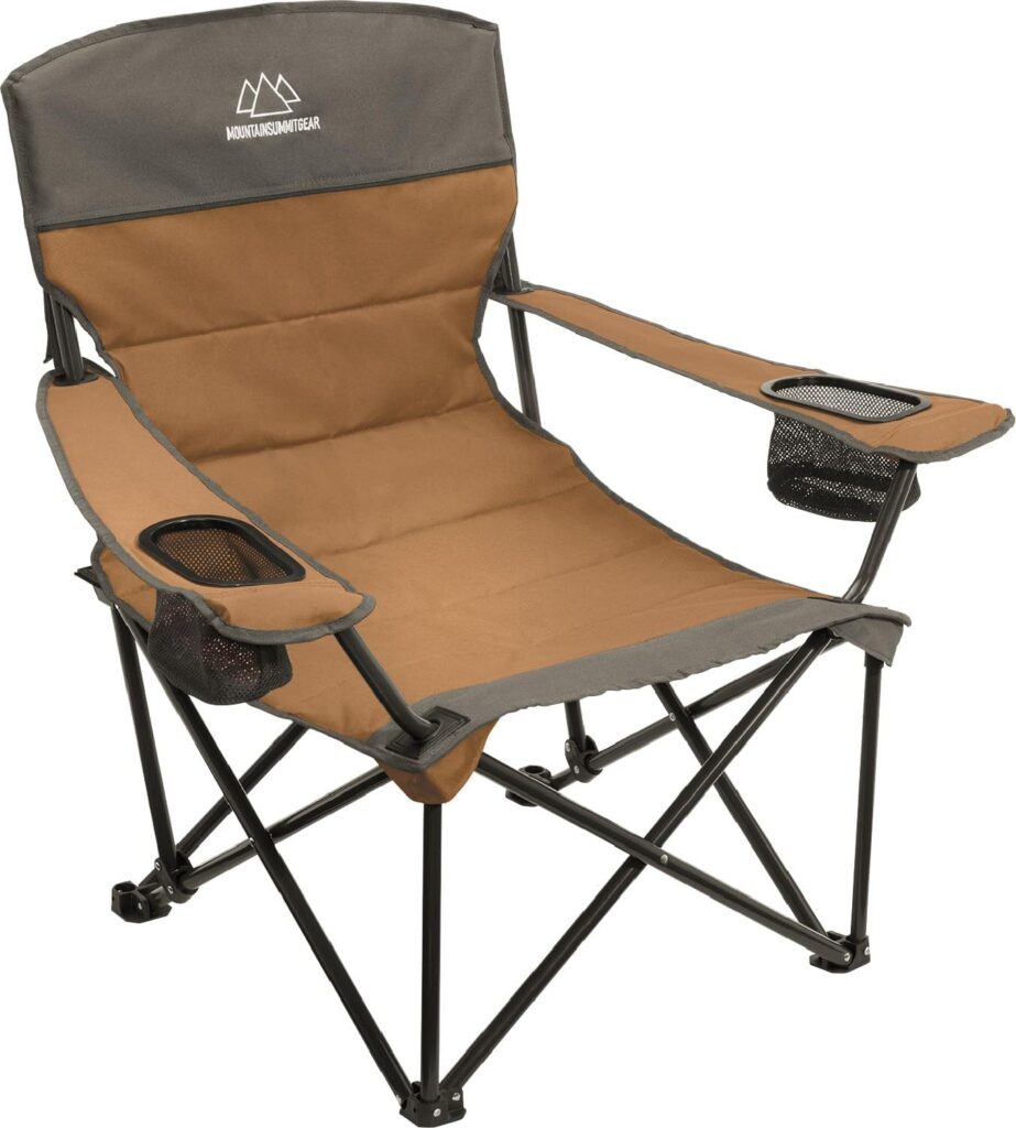 MOUNTAIN SUMMIT GEAR Quilted Low Camping Chair with Padded Seat and Back for Camping/Hiking/Backpacking Made by Caddis Sports (Low Chair (Brown))