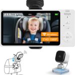 Wireless Baby Car Camera 5”HD 1080P IPS Anti-Glare Screen USB Powered,Temperature Alert, Clear Night Vision & VOX Mode,360° Rotatable Rear Seat Monitor for Baby,Car Backseat,Home,Pets