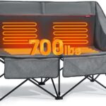 Timber Ridge Heated Double Camping Chair, 700 lbs Heavy Duty Outdoor Folding Camp Couch, Oversized Comfort Loveseat Camping Chairs Perfect for Outdoor Sports, Camping, Lawn(Power Bank not Included)