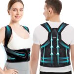Vicorrect Posture Corrector for Women and Men: Back Brace Support – Shoulders Straightener Relieve Upper Back Pain (Black, Large)