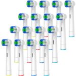 Replacement Toothbrush Heads Compatible with Oral-B Braun, 16 Pcs Professional Electric Toothbrush Heads Brush Heads for Oral B Replacement Heads Refill Pro 500/1000/1500/3000/3757/5000/7000/7500/8000
