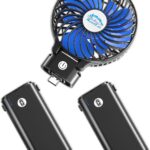 HandFan 10400mAh Powerful Handheld Fan, 40Hrs Long-Lasted Hand Fan Rechargeable, Mini Personal Fans Foldable, Heavy Duty Battery Fans Portable for Travel Beach Concerts Cruise Makeup(Blue Blade)
