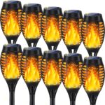 10Pack Solar Lights Outdoor, Solar Torch Lights Outdoor Flickering Flame for Halloween Decorations, Waterproof Garden Light Solar Powered , Torches Flame Light for Outside Halloween Decor Yard Garden