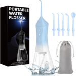 Water Dental Flosser Teeth Pick: Portable Cordless Oral Irrigator 320ML Rechargeable Travel Irrigation Cleaner with 5 Flossing Tips, IPX7 Waterproof Electric Flossing Machine for Teeth Cleaning