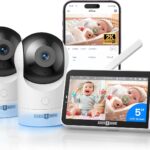 PARIS RHÔNE 2K Split-Screen Baby Monitor, 5” Smart Video Baby Monitor with 2 Cameras, Dual WiFi Cameras with App Control, Night Vision, Motion & Cry Alerts, Auto Tracking, RGB Night Light, Lullabies