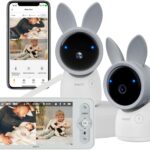 ARENTI Baby Monitor with 2 Cameras, Cry&Motion Detection, 2K Smart Baby Camera with 5” Upgraded Wireless Display, 2 Way Audio, Super Night Vision, Lullabies, Breathing Light, Temp&Humidity Sensor